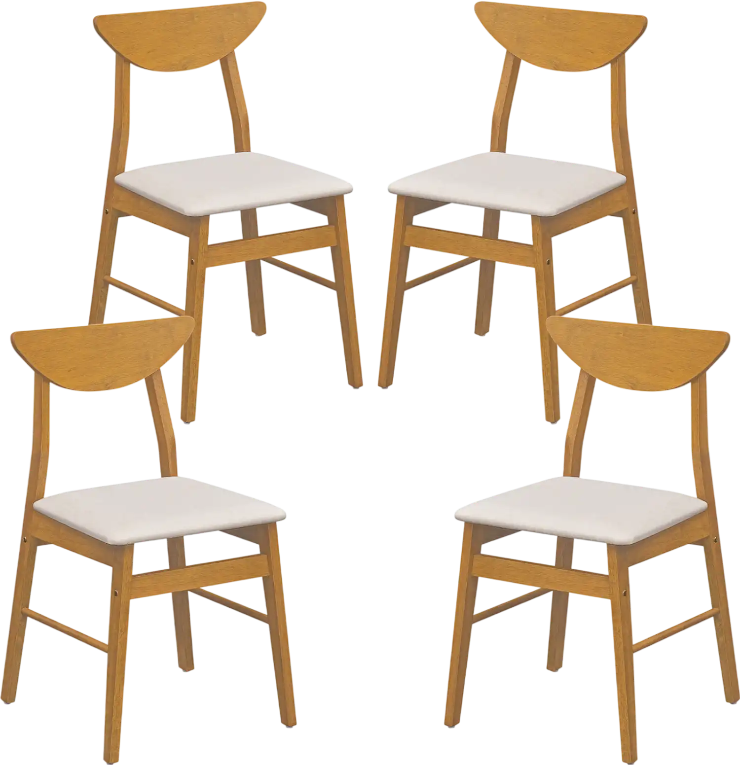 Costway Set of 4 Upholstered Dining Chairs Curved Back Rubber Wood Frame 12080030 New