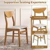 Upholstered dining chair with a curved backrest, rubber wood frame, and soft cushion for cozy seating in various indoor settings.