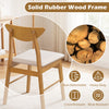 Upholstered dining chair with a curved backrest and solid rubber wood frame, ideal for dining and kitchen settings.