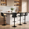 Set of 4 Upholstered Swivel Bar Stools with Adjustable Height and Curved Backs-Black - Gallery View 1 of 7