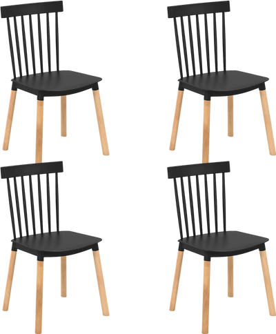 Costway Set of 4 Windsor Dining Chairs Spindle Back Curved Seat 93265187 New