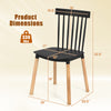 Windsor dining chair dimensions showing black spindle back, curved seat, and sturdy beech wood frame for versatile use.