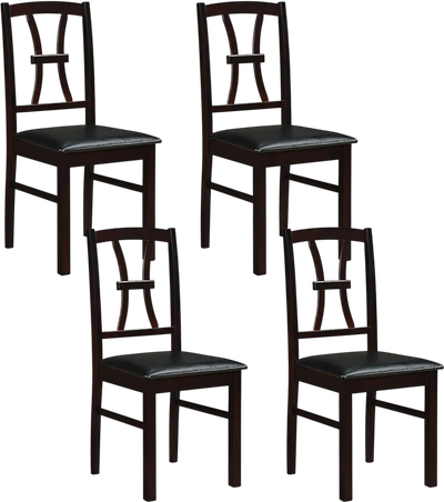 Costway Set of 4 Wooden Dining Chairs Faux Leather Padded Seat Kitchen 86112865 New