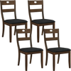Set of 4 walnut wooden dining chairs with padded seats and ergonomic backrests for comfortable dining experiences.