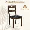 Wooden dining chair with padded seat, rubber wood frame, and ergonomic backrest, supports up to 375 lbs for comfortable seating.