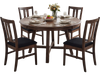 Set of 4 walnut wooden upholstered dining chairs with high curved backs, designed for comfort and timeless style.