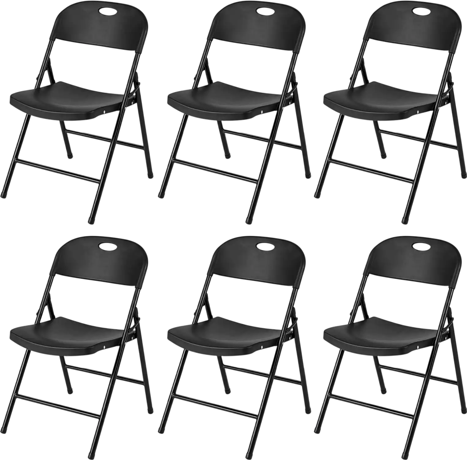 Costway Set of 6 Foldable Plastic Dining Chairs Ergonomic Backrest 78056387 New