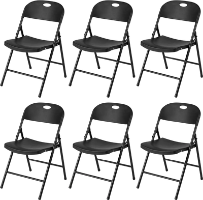 Costway Set of 6 Foldable Plastic Dining Chairs Ergonomic Backrest 78056387 New