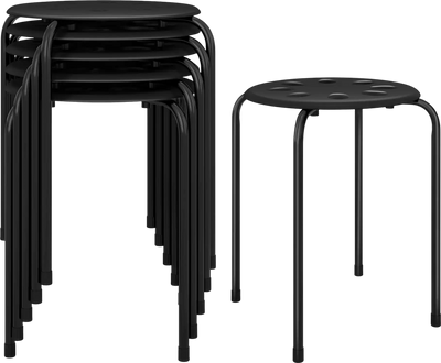 Costway Set of 6 Portable Plastic Stack Stools w/ Metal Frame 17.5