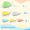 Set of 6 colorful non-slip balance stones with dimensions, perfect for kids' play and coordination development.