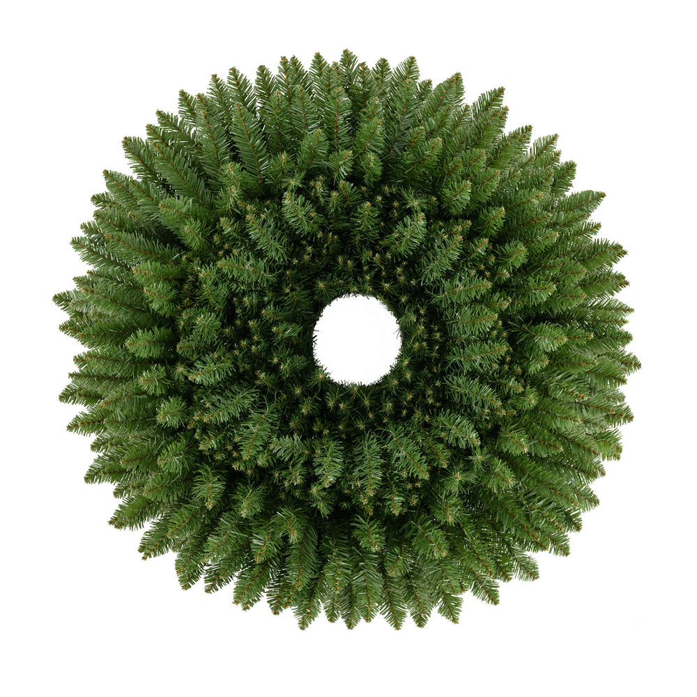 Artificial Christmas wreath featuring vibrant green leaves and 160 branch tips, ideal for festive indoor and outdoor decoration.