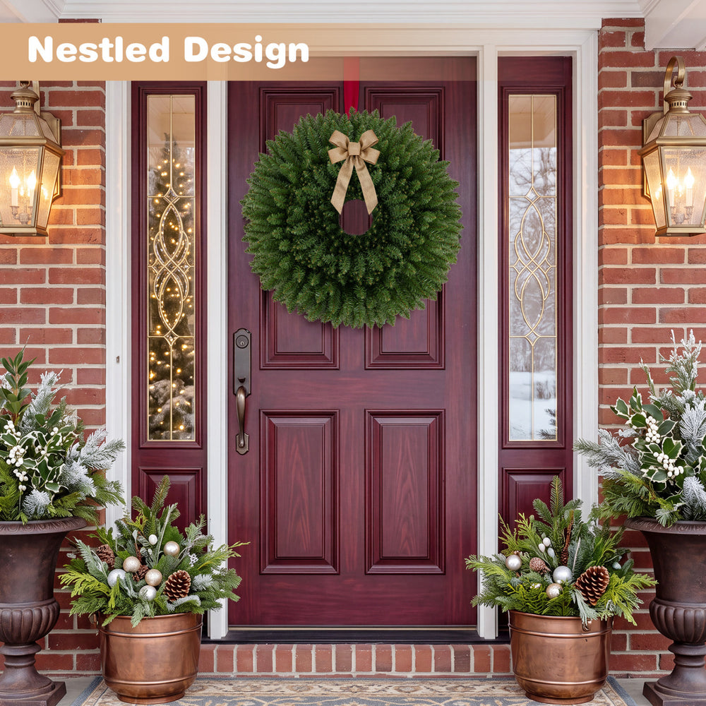 Set of 6 unlit artificial Christmas wreaths featuring realistic greenery for versatile indoor and outdoor decoration.