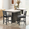 Set of 2 counter height chairs with solid rubber wood frame, cushioned seats, and ergonomic backrest for comfort.