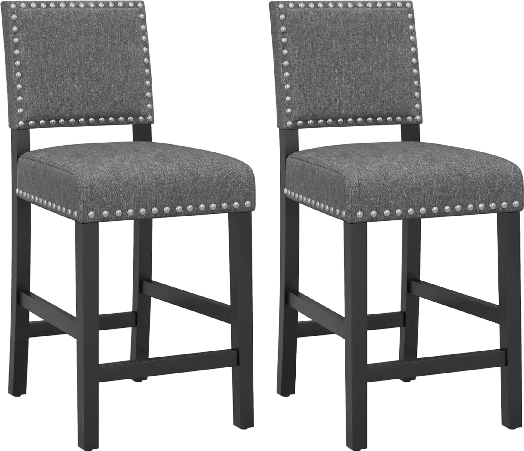 Costway Set of 2 Counter Height Chairs Solid Rubber Wood Frame 38.5/43.5