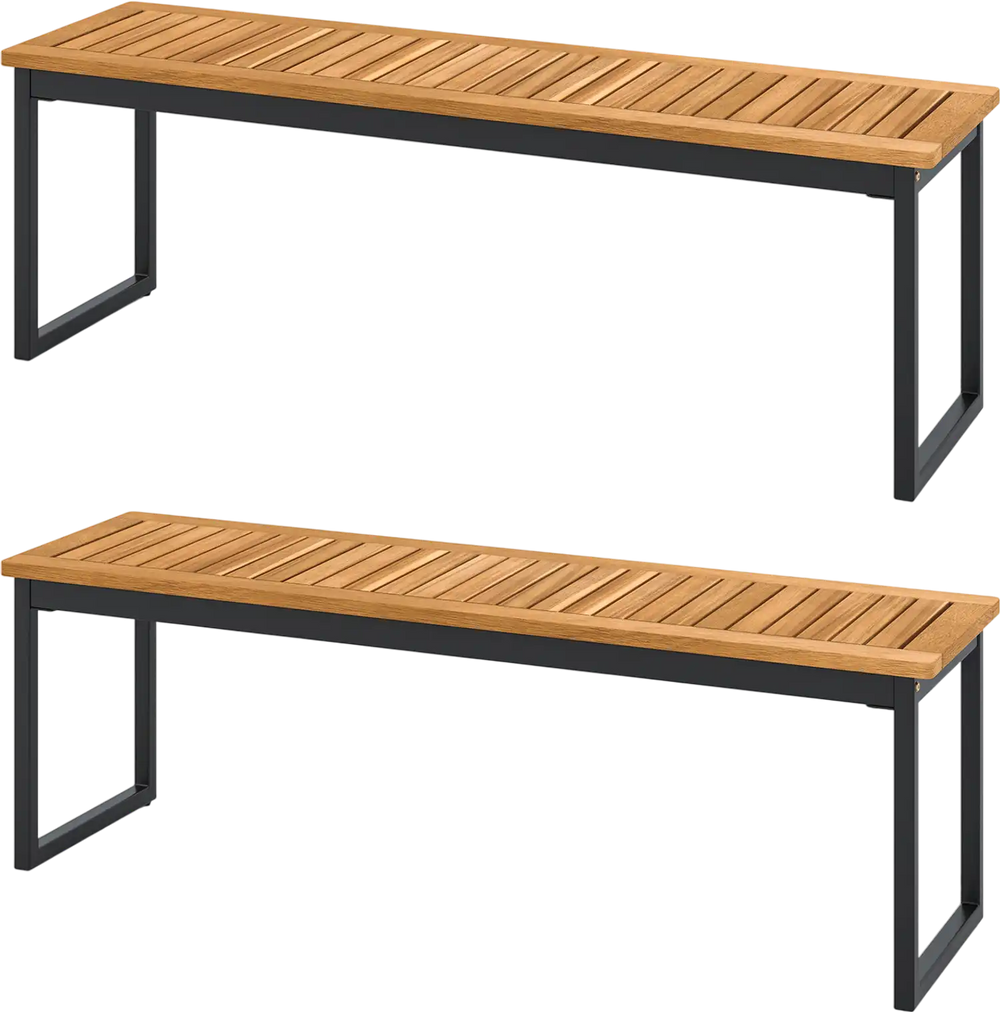 Set of 2 Patio Dining Bench for 2-3 Person Indoor Outdoor