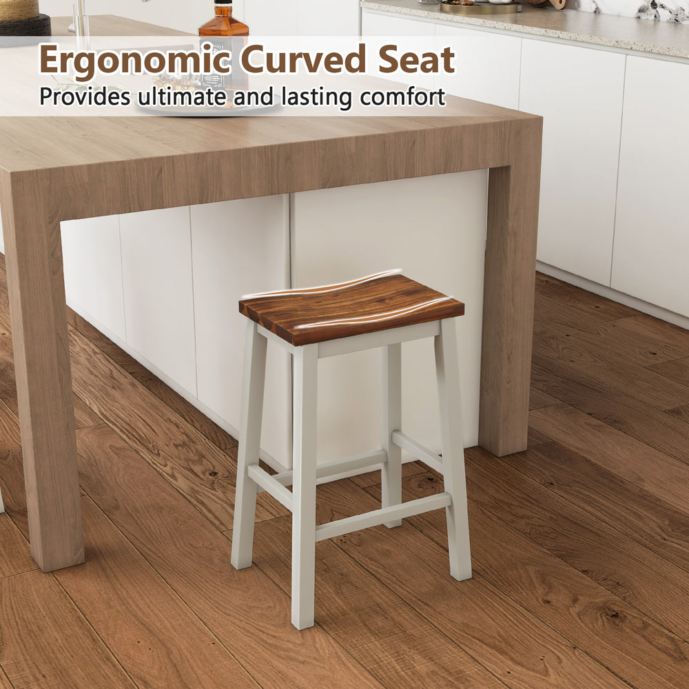 Saddle stool with ergonomic curved seat in walnut and gray, perfect for kitchen islands and providing lasting comfort.