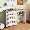 Sewing Machine Table with Charging Station and Lockable Casters-Natural and White - Gallery View 1 of 10