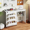 Sewing Machine Table with Charging Station and Lockable Casters-White - Gallery View 1 of 10