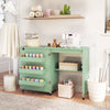 Sewing Machine Table with Charging Station and Lockable Casters-Green - Gallery View 1 of 11