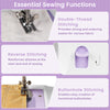 Close-up of the sewing machine's double-thread stitching feature, ideal for strong seams on various fabrics.
