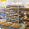 20-tier aluminum rolling bakery rack with flexible wheels, ideal for storing pan sheets in commercial kitchens or.