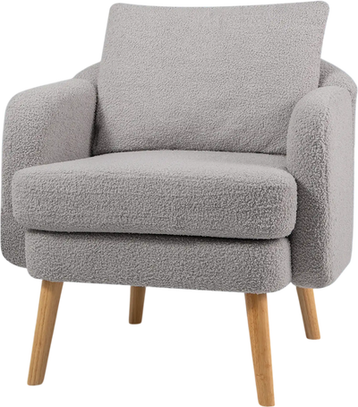 Costway Sherpa Accent Chair Modern Living Room Armchair Grey 714582936 New