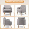 Modern grey sherpa accent chair with curved backrest and solid wood legs, perfect for comfortable living room seating.
