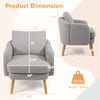 Sherpa accent chair in grey with thick cushion, curved backrest, and solid rubber wood legs for modern living rooms.