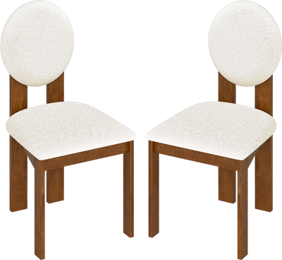 Costway Sherpa Dining Chairs Set of 2 Rubber Wood Legs Living Room Restaurant 13170823 New