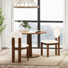 Sherpa dining chairs set of 2 with rubber wood legs, featuring round upholstered backrests for comfort in any dining.