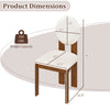 Product dimensions of Sherpa dining chair with rubber wood legs, featuring a round backrest and wide cushioned seat.