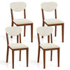 Set of 4 Sherpa dining chairs with rubber wood legs in walnut, featuring plush fleece for comfort and ergonomic design.