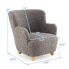 Fluffy Sherpa kids armchair with solid rubber wood legs, ergonomic design for toddler comfort in playroom or nursery.