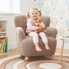 Sherpa Kids Sofa Comfy Toddler Armchair with Solid Rubber Wood Legs-Rustic Brown - Gallery View 1 of 9