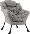 Cozy gray Sherpa upholstered accent chair with ergonomic design and soft head pillow, ideal for living rooms and.