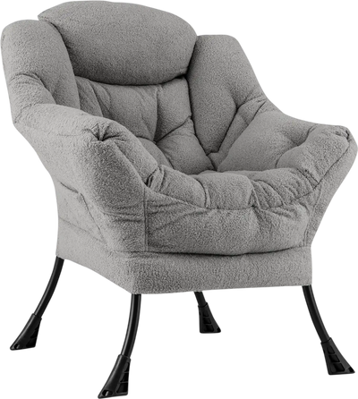 Costway Sherpa Upholstered Accent Chair with Head Pillow 57392864 New