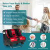 Shiatsu kneading foot massager in red with heating and vibration modes for deep muscle relaxation and pain relief.