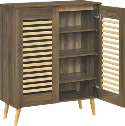 Costway Shoe Cabinet Louvered Doors Removable Shelves 89465786 New