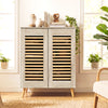 Shoe Cabinet with Louvered Doors and Removable Shelves-Natural - Gallery View 1 of 11