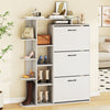 Shoe Cabinet with Open Shelves Modern Shoe Organizer with 3 Flip Drawers-White - Gallery View 1 of 10