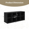 Dimensions of the black 8 cubbies shoe organizer, measuring 40" x 12" x 16", showcasing its spacious compartments.