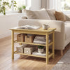 Natural rubberwood shoe rack bench with 3-tier storage, perfect for entryway or living room organization.