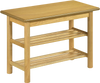 3-tier rubberwood shoe rack bench in natural finish, featuring slatted shelves for airflow, ideal for entryway or.