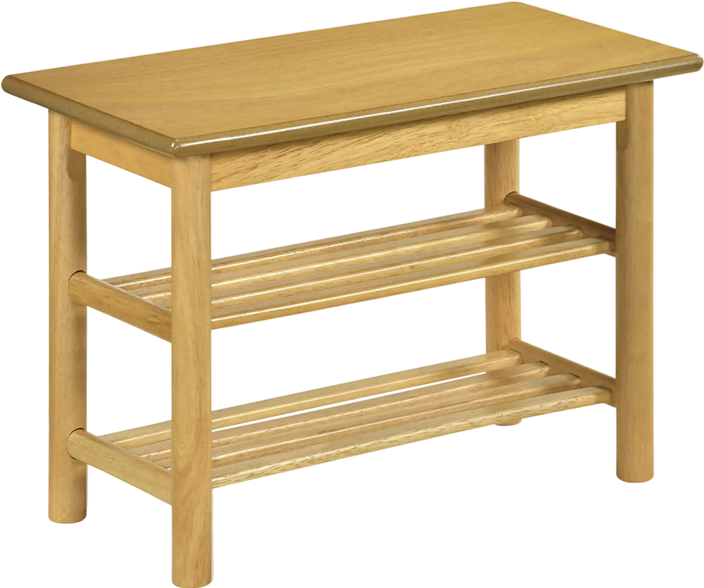 3-tier rubberwood shoe rack bench in natural finish, featuring slatted shelves for airflow, ideal for entryway or.
