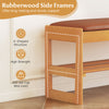 Rubberwood side frame of the shoe rack bench, showcasing strong support and A-shaped structure for enhanced stability.