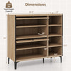 Shoe rack organizer in oak with adjustable shelves, flip-up see-through doors, and modern design for entryway storage.