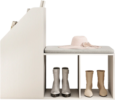 Costway Shoe Storage Bench Cabinet Removable Seat Cushion 6 Compartments White 345179628 New