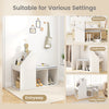 Shoe storage bench in white with removable cushion and 6 compartments, ideal for entryway or living room organization.