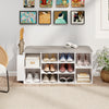 Shoe Storage Bench with Umbrella Stand and Adjustable Shelf-White - Gallery View 1 of 9