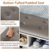 Button-tufted padded seat in cozy PU leather with high-density sponge for the Shoe Storage Bench with Umbrella Stand.